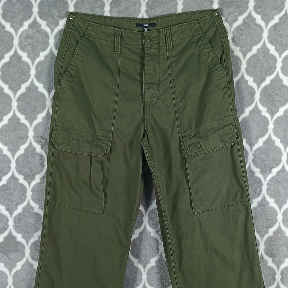 Vans Cargo Pants Men Size 30x30 Olive Green Straight Leg Utility Skateboarding